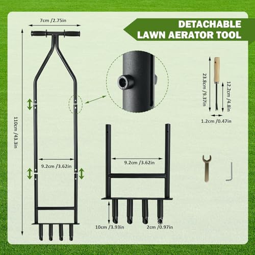 Manual Lawn Aerator Tool, Heavy Duty Detachable Iron Grass Aerator miniatura 2