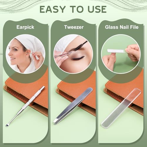 Manicure Pedicure Sets, Subay 5Pcs Nail Clippers Set for Men, Heavy Duty Stainless Steel Nail Clippers, Nail Clippers Kit with Leather Case Gift for Men & Women - Image 6