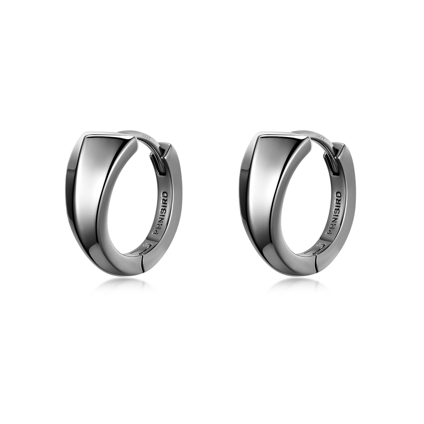 Orecchini Cerchio Uomo Nero in Argento Sterling 925 con Triangoli Unisex Anallergici Orecchini per Adatti a Donna e Uomo