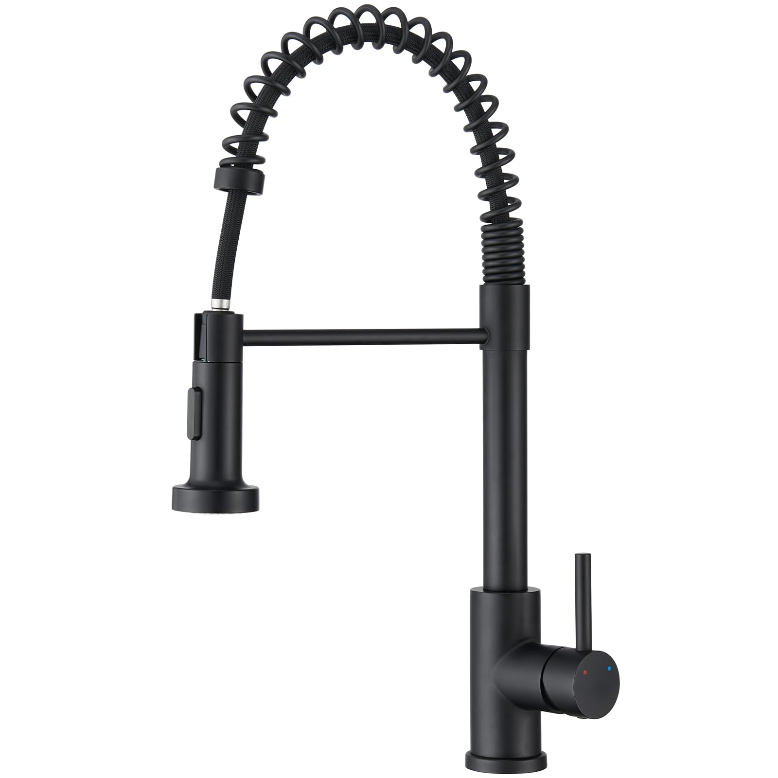 Küchenarmatur Ausziehbar ohne Wasserzulaufschlauch, Wasserhahn Küche Schwarz mit 2 Strahlarten Brause, Mischbatterie Küche Hochdruck, Edelstahl Armatur Küche 360° Schwenkbar Spültischarmatur