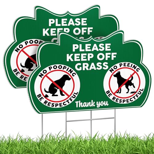 Keep Off Grass Signs 8 x 12 Inch Double Sided Corrugated Plastic Stakes
