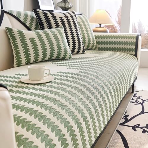Housse de canapé en forme de L extensible verte 110 x 210 cm - 2