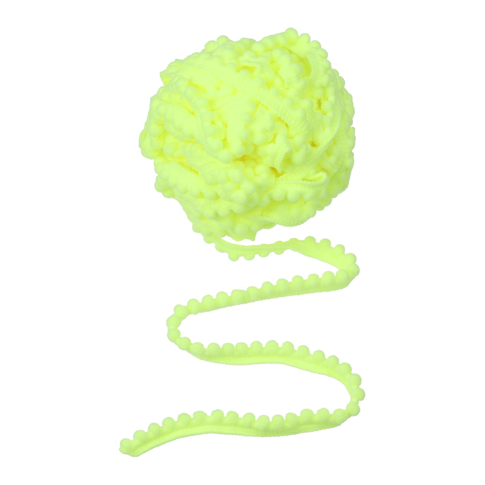 sourcing map 10 Yards Pom Pom Ball Fringe Trim, Round Pom Pom Trim Ribbon Nylon Fringe Ribbon Sewing Accessory for DIY Crafts Sewing Curtain Clothes Pillow Home Decoration, Fluorescent Yellow