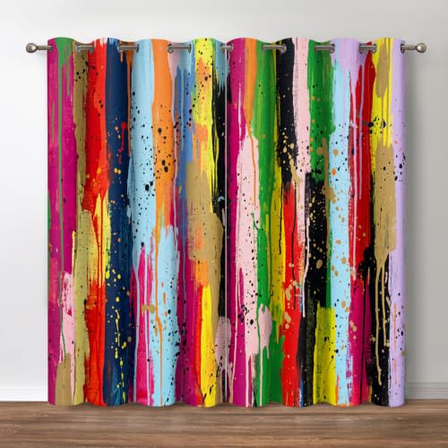 Jekeno Abstract Rainbow Blackout Curtains 2 Panel Set, 42"x54"