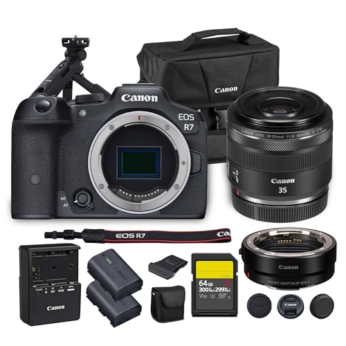 Image of Canon EOS R7 Mirrorless Camera| 32.5MP APS-C Sensor 4K 60p Video| Fast Autofocus In-Body Stabilization for Wildlife and Sports(5137C002) + Canon RF 35mm Lens + Adapter EF-EOS R + LP-E6P Battery + More