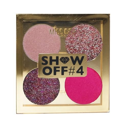 MISS COP MAKEUP – Show Off 4 – Palette Fards à Paupières 4 Couleurs – Ultra Pigmentée – 2 Fards Irisés Fondants & 2 Métalliques Pailletés –...