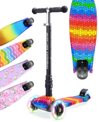 BOLDCUBE Big Fold | Three Wheel Scooter for Children Ages 5-10 Years | LED...