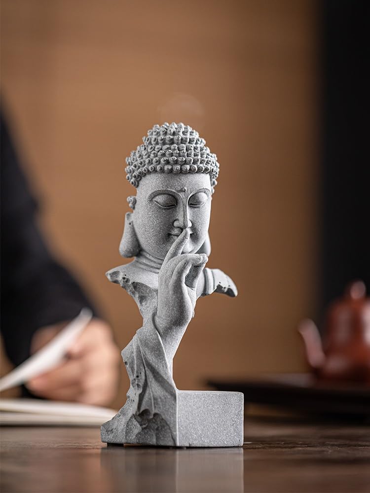 Figura Buda,Resistente Intemperie, Estatua De Buda Piedra Creativa 12,2 Pulgadas, Meditación, Figuras Escultura para Decoración del Hogar Feng Shui