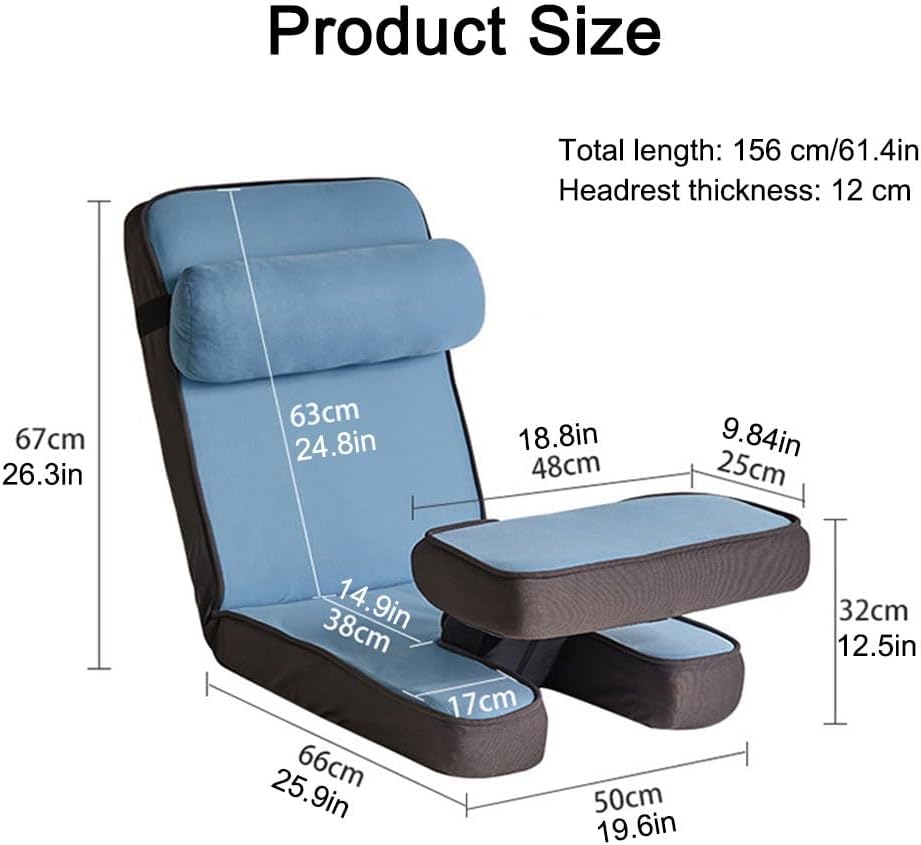 Adjustable Floor Seating with Back Support Video Gaming Recliner,Tatami Chair for Indoor Floor Bay Window Reading,Folding Lazy Sofa Bed with Footrest(Plaid)