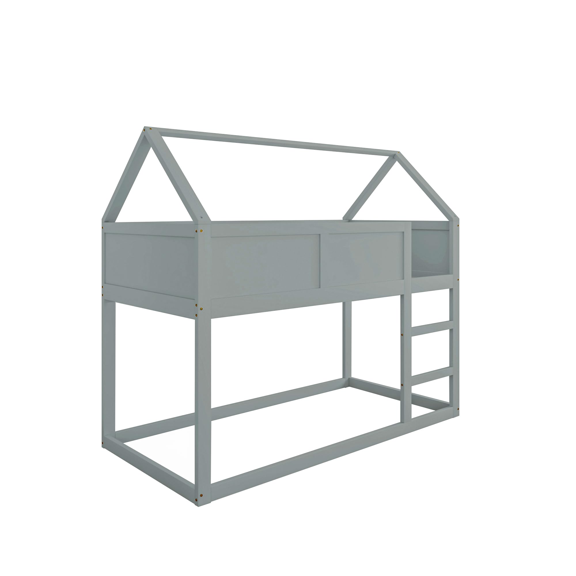 Letto Per Bambini A Forma Di Casa Con Letto A Castello E Scivolo Grigio 90x200 Cm