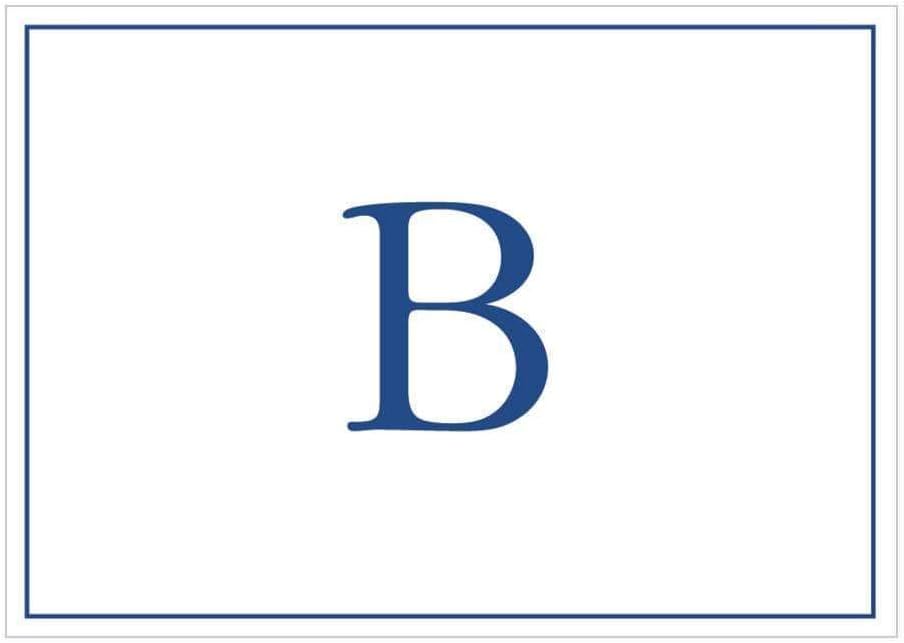 Caspari Navy Embossed Initials Boxed Note Cards in Letter B, 32 Cards & Envelopes