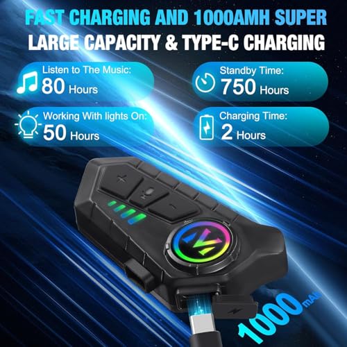 FEYA Motorcycle Helmet Speakers - Super Long Battery Life, Motorbike Headset Single Use Headset with Soft/Hard Mic,IPX6 Automatic Answer/Music Control/Intelligent Noise/Wake up Siri - Image 5