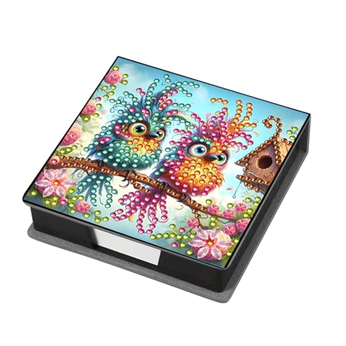 Imagen de Animales Gema de cuero Arte Sticky Note Sporter Pintura Gema Memo Pader Kit Mosaic Kit Mosaico Post It Dispenser Diamond Art Box con 160 hojas de papel fora adultos principiantes