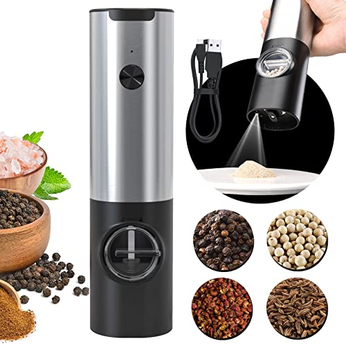Consejos para Comprar Molinillos de pimienta para comprar online. 40 Molino de Pimienta, Molinillo Eléctrico de Sal y Pimienta de Gravedad con luz LED brillante, grosor ajustable recargable por USB, para el hogar, barbacoa, camping, restaurante y...