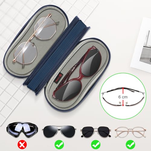 Image of FINTIE Double Sunglasses Case, Soft Portable Eyeglasses Pouch with Carabiner Clip, Dual Zipper Compartments for Men Women