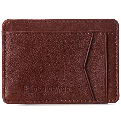 Image of Alpine Swiss RFID Minimalist Oliver Front Pocket Wallet For Men Leather Comes in a Gift Box, Tan, One Size, Front Pocket Wallet