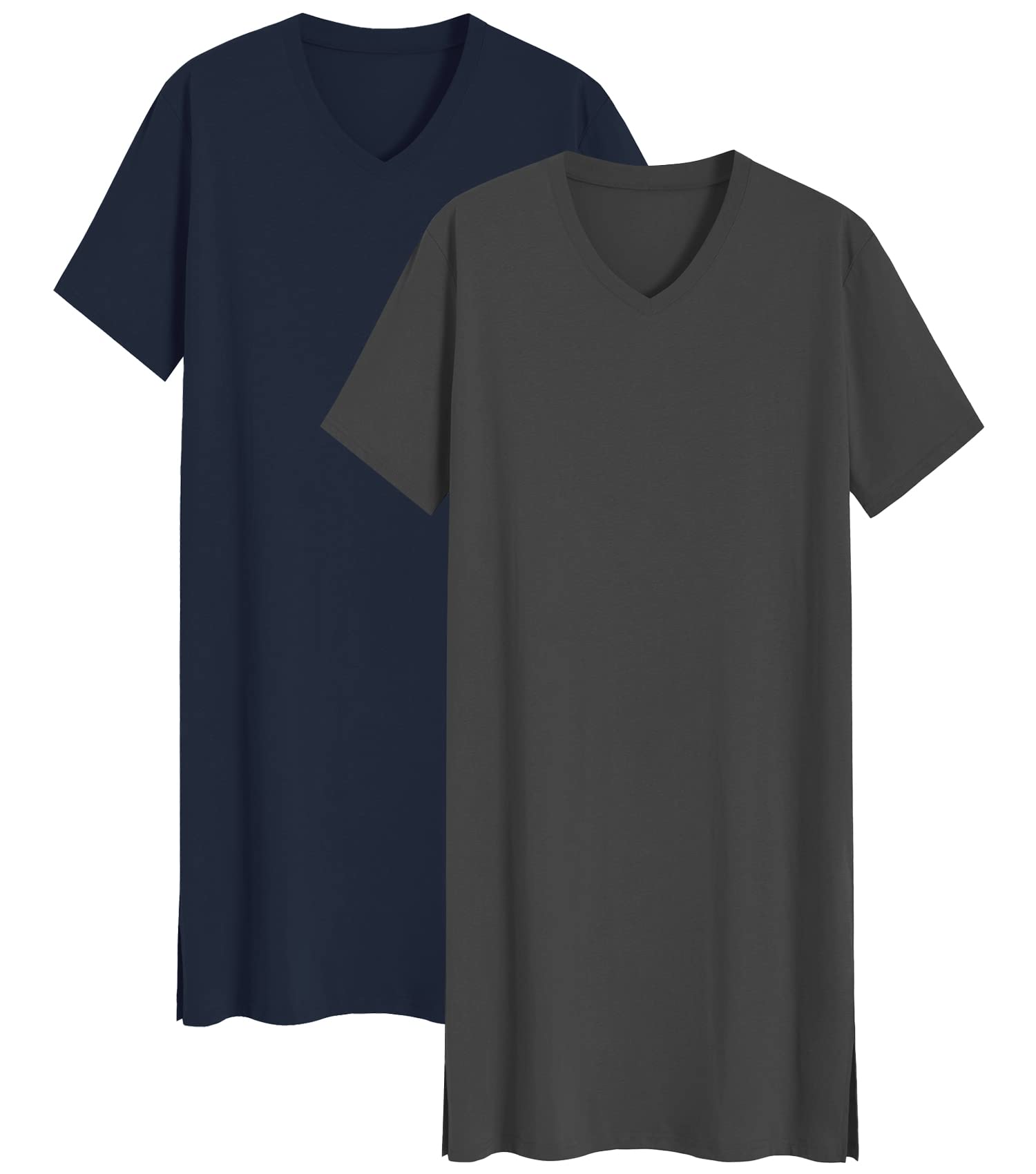 Latuza Men's 2 Pack Nightshirt Cotton Sleep Shirt Nightgown