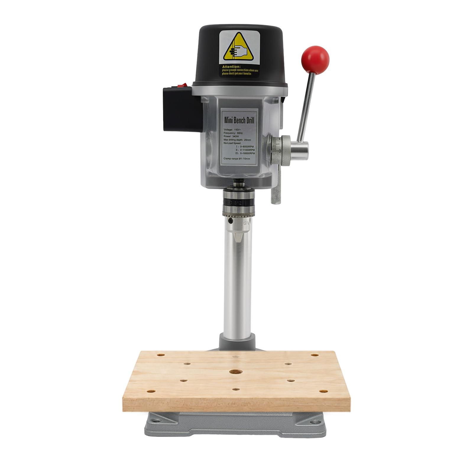Tischbohrmaschine 340W, Tragbare Bohr Maschine mit 3 Gängen (5158A)