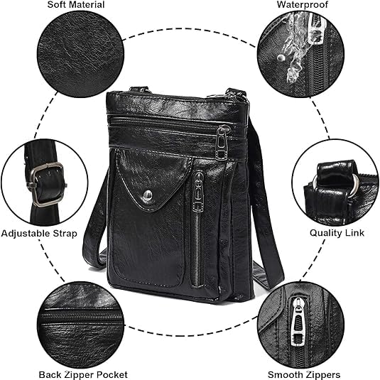 Soft PU Leather Women Man Messenger Bag Crossbody Bag Vintage Handbag Mini Cell Phone Bag4