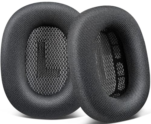 SOPROM Replacement Ear Pads for Apple Airpods Max Over-Ear Headphones, Earpads Cushions with Durable Mesh Fabric, Softer Foam and Magnet-Black