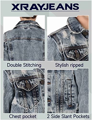 Image of X RAY Boys & Kids Denim Jean Jacket, 100% Cotton & Cotton Flex Washed Fall Outerwear Trucker Casual Jacket for Boys