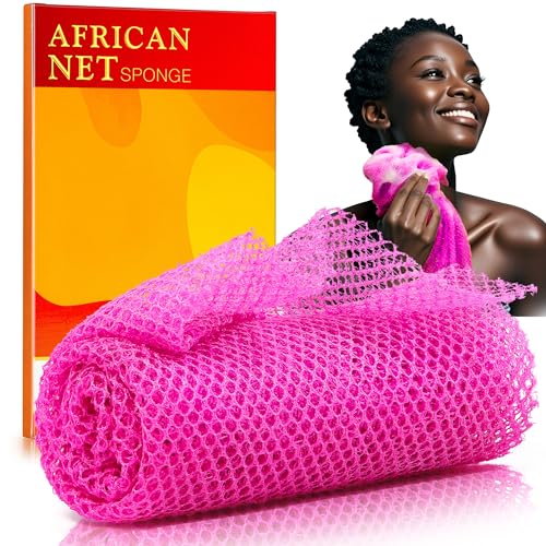 SpiralScgv African Net Sponge Set (1PCS) - Exfoliating Tool for Face & Body, Travel-Sized & Compact, Durable, Mild Exfoliation for Men & Women's Daily Use(Pink)