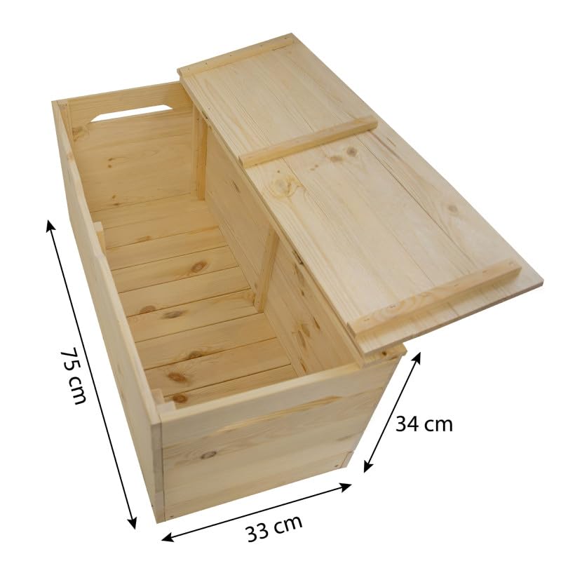 4iQ PINEBOX Kleine Holzkiste 75x33x35 cm – 88L, Aufbewahrungsbox aus Holz