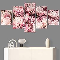 SIGNWIN 5 Panel Canvas Wall Art Modern Art Bouquet Colorful Cool Floral Group Multicolor Photography Realism Romantics for Home Decorations Ready to Hang - 60