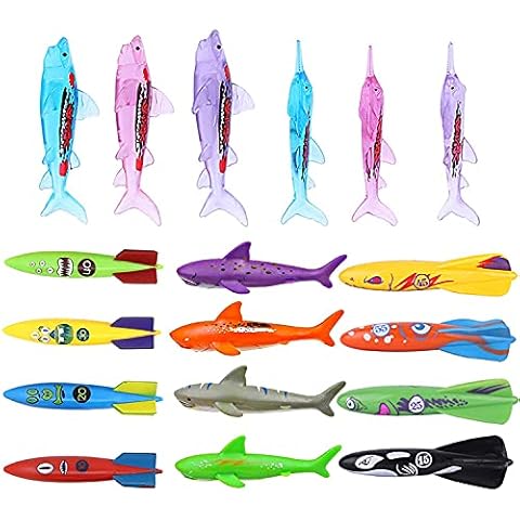 ZHFUYS Pool Toy Throwing Torpedo Transparent Shark Swimming Diving Toy Cover
