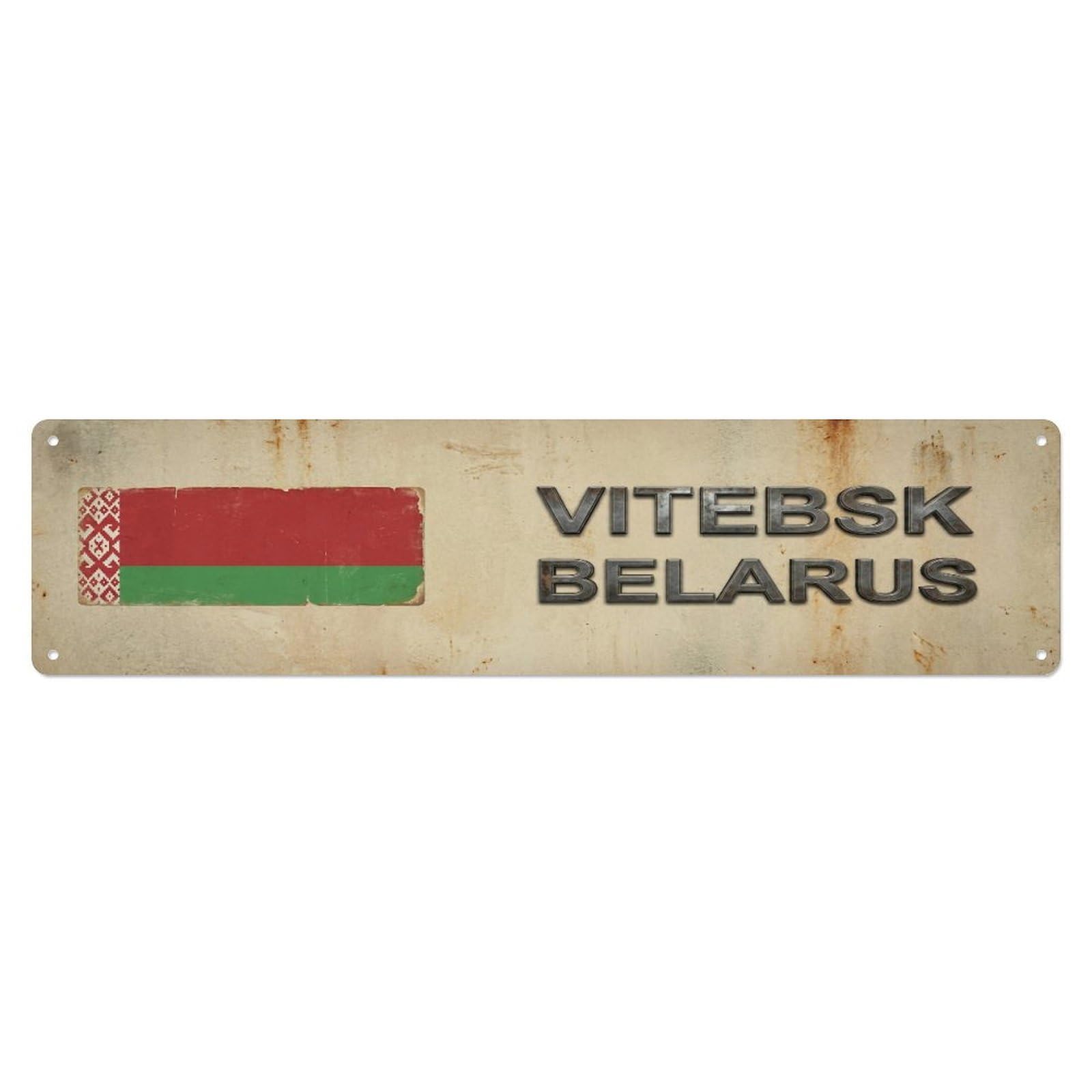 Metal Tin Sign Vintage Vitebsk Belarus Flag Decor Rustic Travel