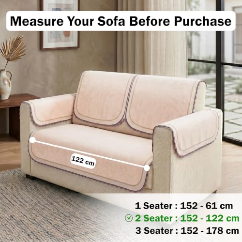 Image of Story@Home Velvet Sofa Cover 2 Seater Sofa Mat with Back Covers (152x122Cm) & Arm Rest Covers | Anti Slip Mat 2 Seater for Living Room | Measure Your Sofa & Create Your Set - Ombre Cotton Candy