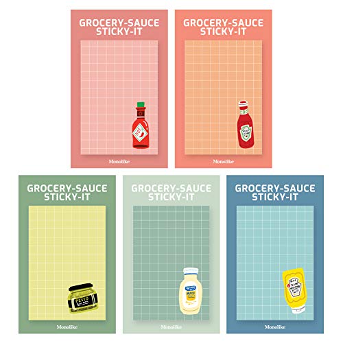 モノライク グローサリー ソース スティッキー Grocery Sauce Sticky-it - 5セット粘着メモ用紙 50シートお互い違うデザイン5種セット