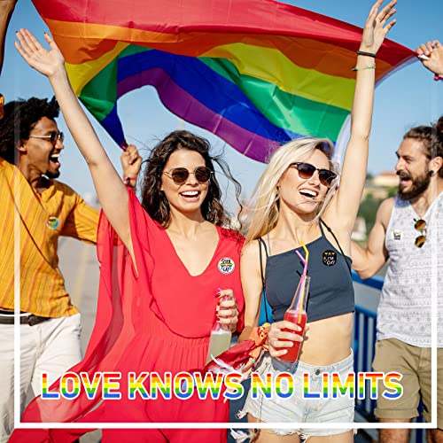 Kigeli 150 Pcs Gay Pride Pins Rainbow LGBTQ Pronoun Button Pin LGBT Lapel Pins Brooch Round Lesbian Bisexual Pride Badge Decor for Party Parades Backpack Hat Cloth Bag Decoration4