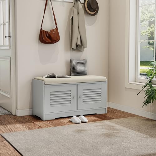 LIFE SKY Entryway Shoe Storage Bench: 2-in-1 Space Saver for