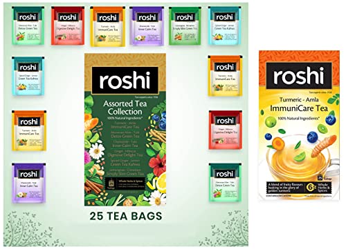 Image of Roshi Assorted + ImmuniCare Tea |(50 Tea bags)| Combo pack for Complete Wellness and Immunity