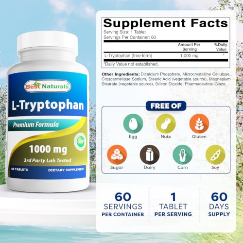 Best Naturals L-Tryptophan 1000mg Tablets