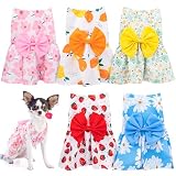 5 PCS Dog Dresses for Small Dogs Girl Dog Dress, Floral Pet Cat Dress Puppy Princess Dresses Doggie Summer Outfits with Bowknot, Female Pet Skirts Pet Clothes for Chihuahua Yorkies
