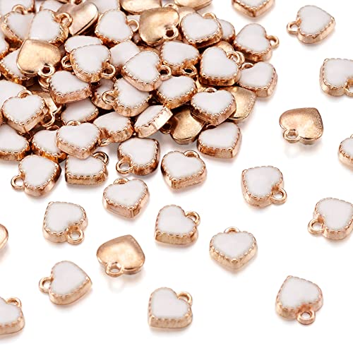 Cheriswelry 100pcs Alloy Mini White Heart Enamel Charms Golden Plated Metal Dangle Pendants for Jewelry Making Bracelets Necklace Earrings Valentines Gifts Accessories - Image 2