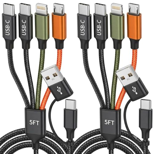 Image of 4 in 2 Multi Charging Cable, 2Pack 5FT Charging Cords for Multiple Devices