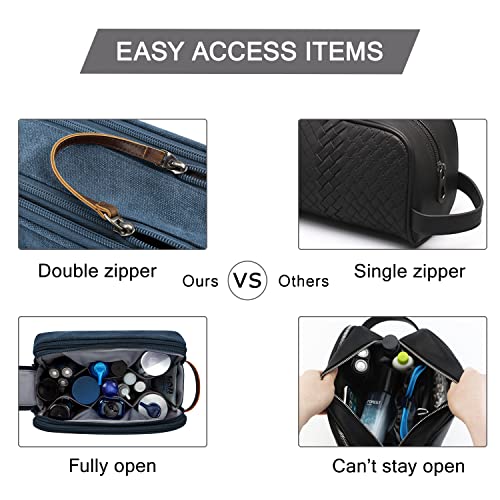 BAGSMART Toiletry Bag for Men Canvas Large Travel Toiletry Organizer Dopp Kit Water-Resistant Shaving Bag for Toiletries Accessories (Canvas Navy Blue Large) by bagsmart - Image 5