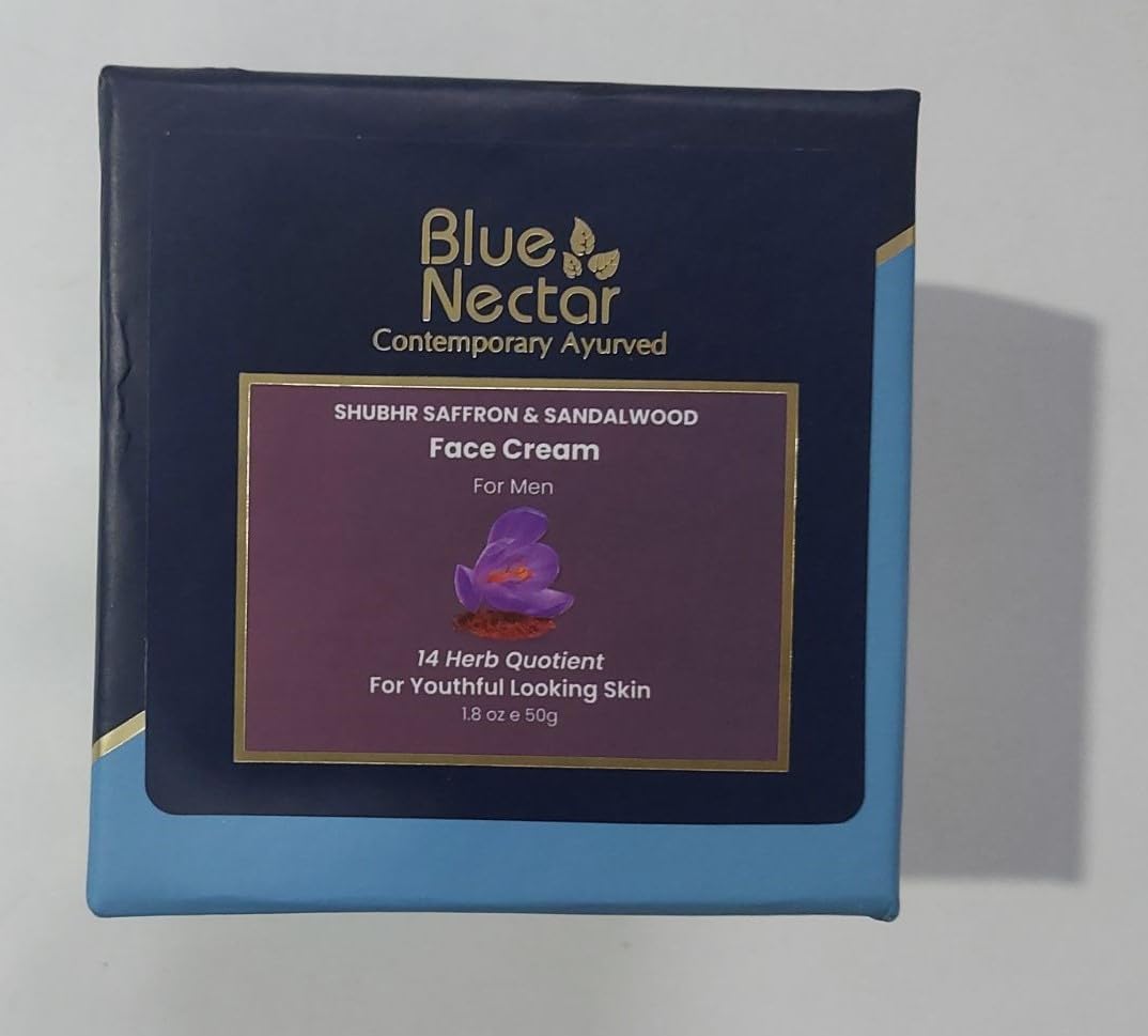 Blue Nectar Moisturizer Face Cream, Ayurvedic Anti Aging Wrinkle Cream for Aging Skin |Ancient blend of Saffron & Turmeric for Skin Firming | With Plant Based Collagen Booster(Men, 14 Herbs,1.7 Oz) - Image 8