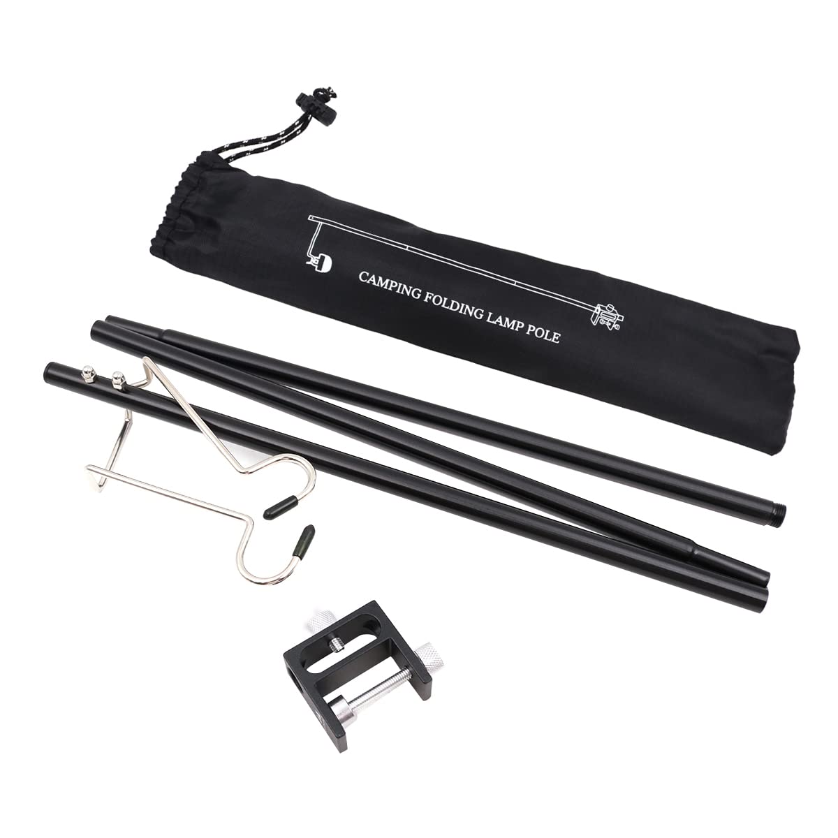 NUZAMAS Lampe de camping double - Support universel - 4 sections - 120 cm - En alliage d'aluminium léger - Pour randonnée pique et randonnée en plein air - Avec sac de transport