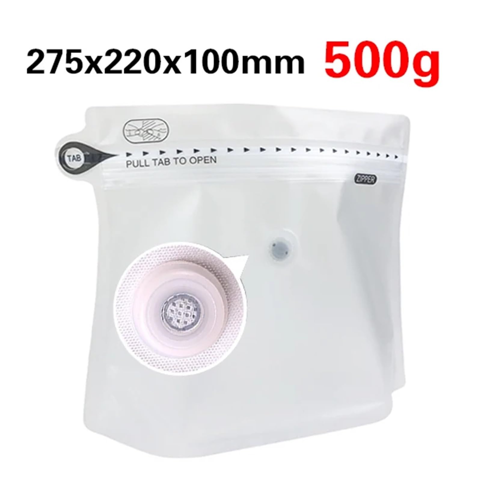 Torby na kawę z zaworem, Torebki na kawę z. Zamek błyskawiczny Samostojący Matowy 250-500g(500g)