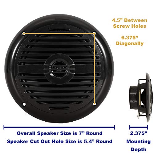 Image of Acoustic Audio by Goldwood MRN65B Waterproof Flush Mount Marine 6.5 inch Speakers 1 Pair Pack Black