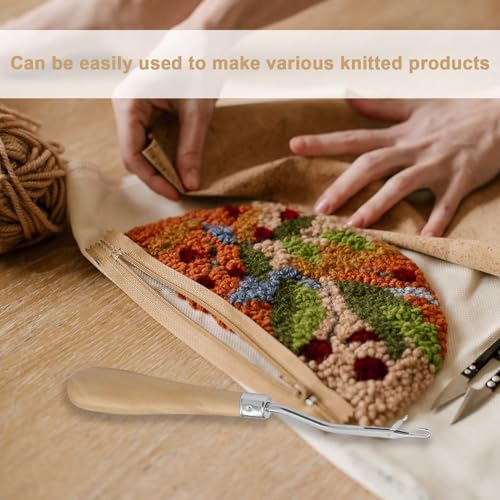 2 Stück Knüpfnadel,Häkelnadel Holz,Häkelnadel,Crochet Hook,Fangnadel,Häkeln Knüpfhaken Gebogene Häkelnadeln,Teppichherstellung Stricken,Für Teppichherstellung Haarverlängerung Und Für Bastelprojekte
