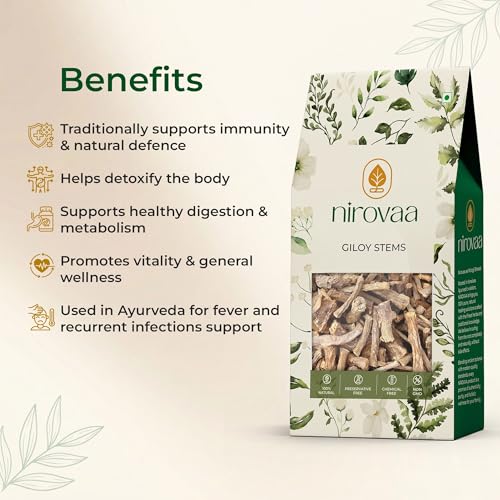 Image of Pure Premium Giloy Stems 200g | Natural & Chemical-Free Raw Cut Tinospora Cordifolia | Immunity Booster, Blood Purifier & Daily Ayurvedic Wellness Herb | Pack of 2