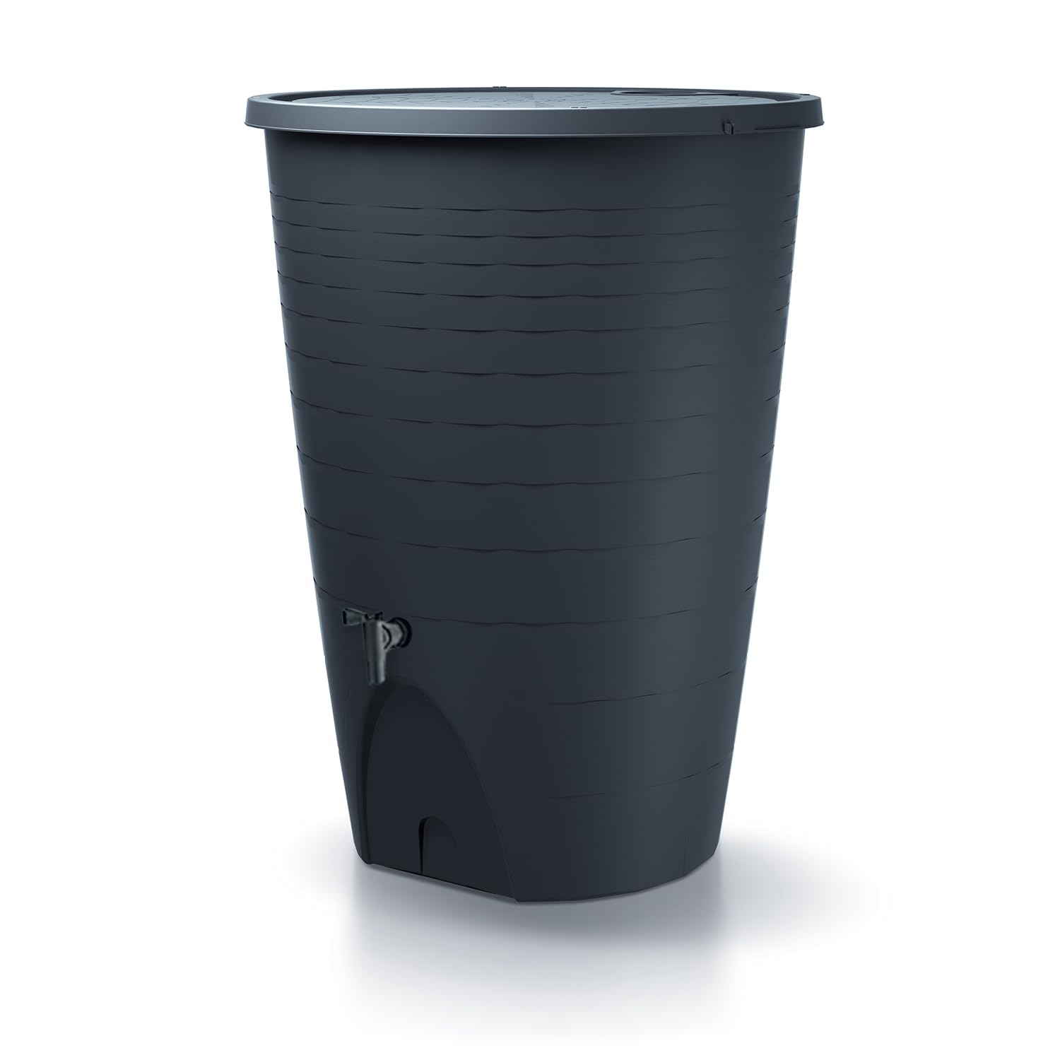 Depósito para agua de lluvia Peruno 260L | Ø72 x 97 cm | Incluye grifo y sistema de recogida de agua | Cisterna de jardín | Color negro diseño moderno