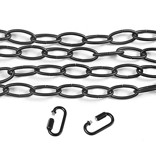 Image of 20 Feet Black Light Fixture Chain, Extra Chandelier Pendant Hanging Chain with 2 Connection Locks for High Ceiling