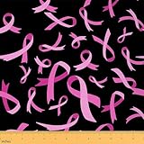 Pink Ribbon Fabric by The Yard,Breast Cancer Awareness Upholstery Fabric,Breast Cancer Survivor Gifts Decorative Fabric,DIY Craft Patchwork Outdoor Fabric for Sewing Quilting,1 Yard,Pink Black