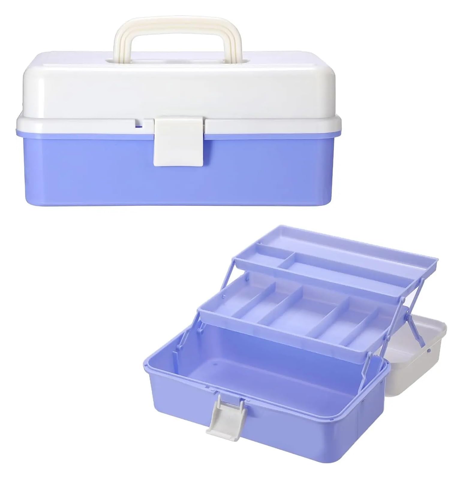 EMHSJSYVB Three-layer Plastic Storage Box 12.4-inch Multifunctional Craft With Dividers And Handles, Foldable